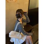 Load image into Gallery viewer, Brown Stripe Knit Scrunchy Women S5P823