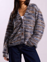 Load image into Gallery viewer, V Neck Plush Cardigan Women Retro Style Cotton N5A731
