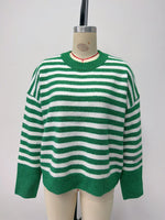 Load image into Gallery viewer, Casual Color Block Stripe Knit Pullover Women N6G187