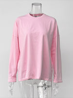 Load image into Gallery viewer, Oversized Round Neck Long Sleeve T-shirt Women N6C198