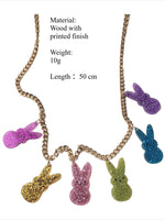 Load image into Gallery viewer, Easter Wooden Bunny Necklace Kids Cute N6A215