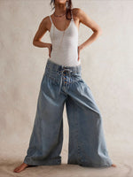 Load image into Gallery viewer, Wide Leg Relaxed Tie Waist Denim Pants Women N6C283