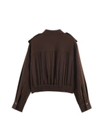 Load image into Gallery viewer, Crop Collar Shoulder Tab Shirt Women N6C114