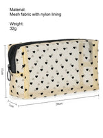 Load image into Gallery viewer, Beige Mesh Black Heart Makeup Pouch Women N6B151