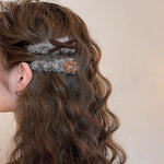 Load image into Gallery viewer, Gray Plush Hair Clip Women Flower Bow Side Barrettes S5P762