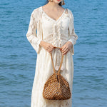 Load image into Gallery viewer, Handwoven Maple Bead Large Woven Bag Women S5P970