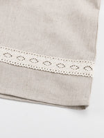 Load image into Gallery viewer, French V neck Lantern Sleeve Linen Blend Dress Women N6C208