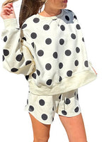 Load image into Gallery viewer, Polka Dot Lounge Set Long Sleeve Shorts Women N6B097