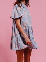 Load image into Gallery viewer, Printed Denim Shirt Dress Women N6D084