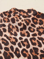 Load image into Gallery viewer, Leopard Print Fitted Long Sleeve Tee Women Brown N6B084