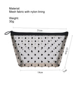 Load image into Gallery viewer, Beige Mesh Black Heart Makeup Pouch Women N6B151