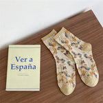 Load image into Gallery viewer, Botanical Print Cotton Mid Calf Socks M5A070