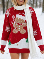 Load image into Gallery viewer, Loose Round Neck Gingerbread Man Jacquard Sweater N6H321