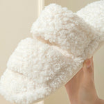 Load image into Gallery viewer, Double Striped Plush Slippers Women Open Toe Curly M5A281