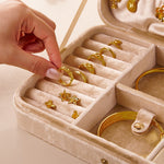 Load image into Gallery viewer, Large Velvet Jewelry Organizer Box Multi Compartment S5P829