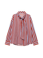 Load image into Gallery viewer, Bow Tie Striped Long Sleeve Shirt Women N6C108