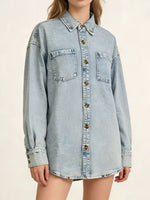 Load image into Gallery viewer, Washed Relaxed Fit Denim Shirt Women N6D164