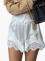 Load image into Gallery viewer, Satin Lace Trim Loose Shorts Women N6A193