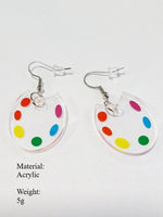 Load image into Gallery viewer, Handmade Mini Palette Acrylic Earrings Whimsical N6B011