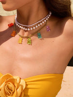 Load image into Gallery viewer, Stainless Steel Bear Tassel Pendant Necklace N6A202