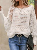 Load image into Gallery viewer, Crochet Batwing Sleeve Off Shoulder Sweater N6B027