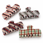 Load image into Gallery viewer, Womens Vintage Plaid Floral Large Claw Clip N6K027