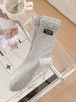 Load image into Gallery viewer, Bow Letter Label Slouch Socks Women N6C167