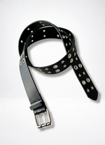 Load image into Gallery viewer, Rivet Punk Black Star Double Buckle Wide Belt Women N6C091
