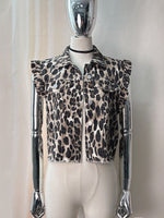 Load image into Gallery viewer, Washed Denim Flutter Sleeve Shirt Jacket Women N6D085