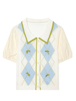 Load image into Gallery viewer, Slim Fit Diamond Patch Short Sleeve Knit Cardigan N6G153