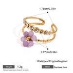 Load image into Gallery viewer, Crystal Flower Ring Openwork Adjustable Gold Plated S5P030