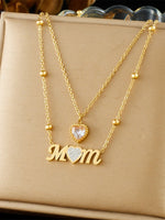 Load image into Gallery viewer, MOM Heart Zircon Layering Necklace Women N6D507