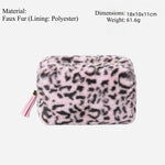 Load image into Gallery viewer, Faux Fur Leopard Makeup Bag Soft Plush Pouch S5P774