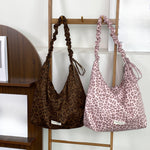 Load image into Gallery viewer, Women's Leopard Suede-Feel Dumpling Tote Bag N6J190