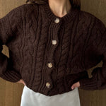 Load image into Gallery viewer, Office Cable Knit Cardigan Women Retro Button Front N5A871