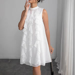 Load image into Gallery viewer, Elegant Ruffle Stand Collar Sleeveless Dress Women N5A915