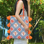 Load image into Gallery viewer, Color Block Fringe Canvas Tote Bag Women S5P793