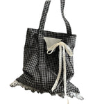 Load image into Gallery viewer, Linen Check Lace Square Shoulder Bag M5A334