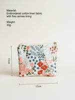 Load image into Gallery viewer, Handmade Embroidered Cotton Linen Square Pouch N6B109