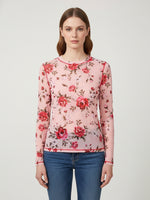 Load image into Gallery viewer, Floral Print Round Neck Long Sleeve Top Women Pink N6B089