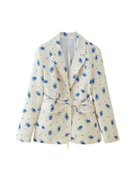 Load image into Gallery viewer, Floral Belted Blazer Women Loose Fit Suit Jacket N6G161