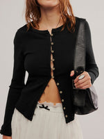 Load image into Gallery viewer, Ribbed Button Front Cardigan Women Long Sleeve N6A179
