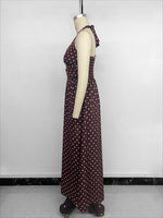 Load image into Gallery viewer, Halter Deep V-neck Polka Dot Maxi Dress Women N6B060