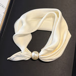 Load image into Gallery viewer, Womens Pearl Magnetic Clasp Floral Skinny Scarf N6K281