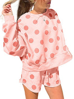 Load image into Gallery viewer, Polka Dot Lounge Set Long Sleeve Shorts Women N6B097