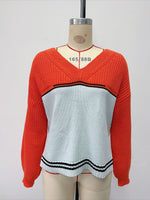 Load image into Gallery viewer, V-Neck Loose Fit Knit Pullover Women Fall Winter N6G181