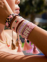 Load image into Gallery viewer, Adjustable Knit Bracelet Cherry Letter Leopard Fringe N6A200