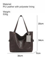 Load image into Gallery viewer, Classic Vintage Stitching Detail PU Leather Tote Bag N6C047