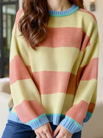 Load image into Gallery viewer, Color-Block Striped Loose Pullover Sweater Women N6H304