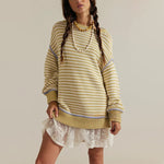 Load image into Gallery viewer, Stripe Round Neck Sweater Women Loose Casual Knit N5A890
